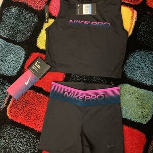 Nike Pro Black and Purple Dri-FIT Top